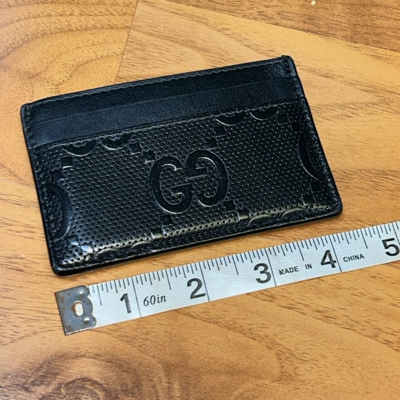 Authentic Gucci Black GG Embossed Perforated Leather Card Case Wallet - Picture 13 of 14